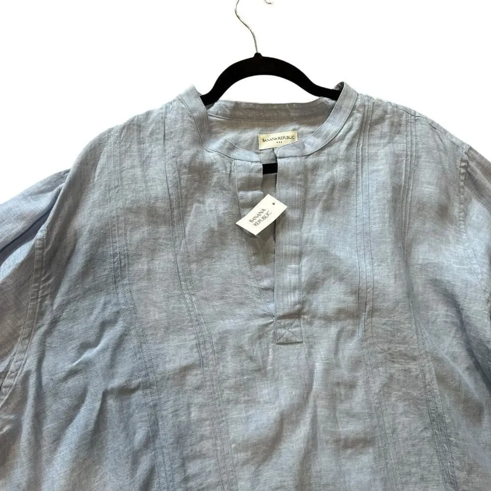 Banana Republic Vintage Light Blue Loose Linen Tunic Shirt